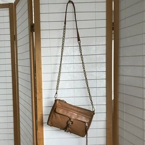 Rebecca Minkoff MAC tan leather bag chain crossbody bolts M.A.C. lobster claw